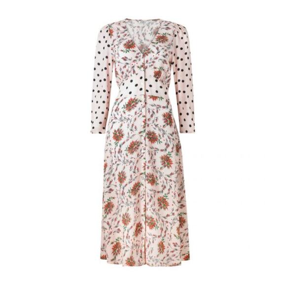 CATH KIDSTON Forever Button-Through Tea Maxi Dress Pale Pink Floral {3Q7} - Picture 2 of 9